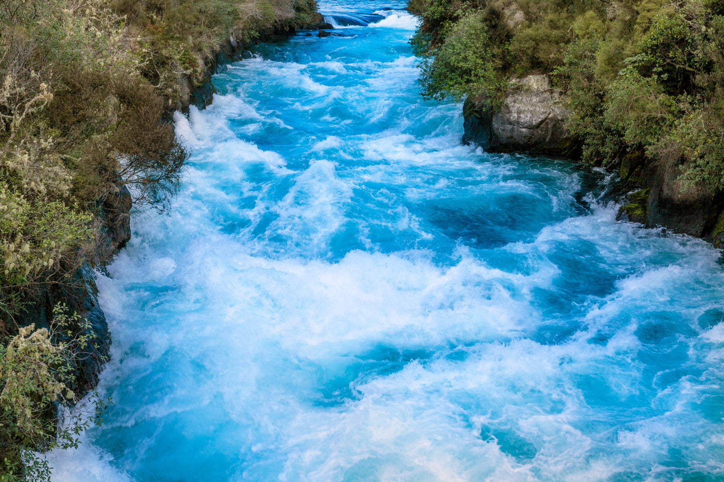 Serious rapids through a narrow channel Huka Falls
