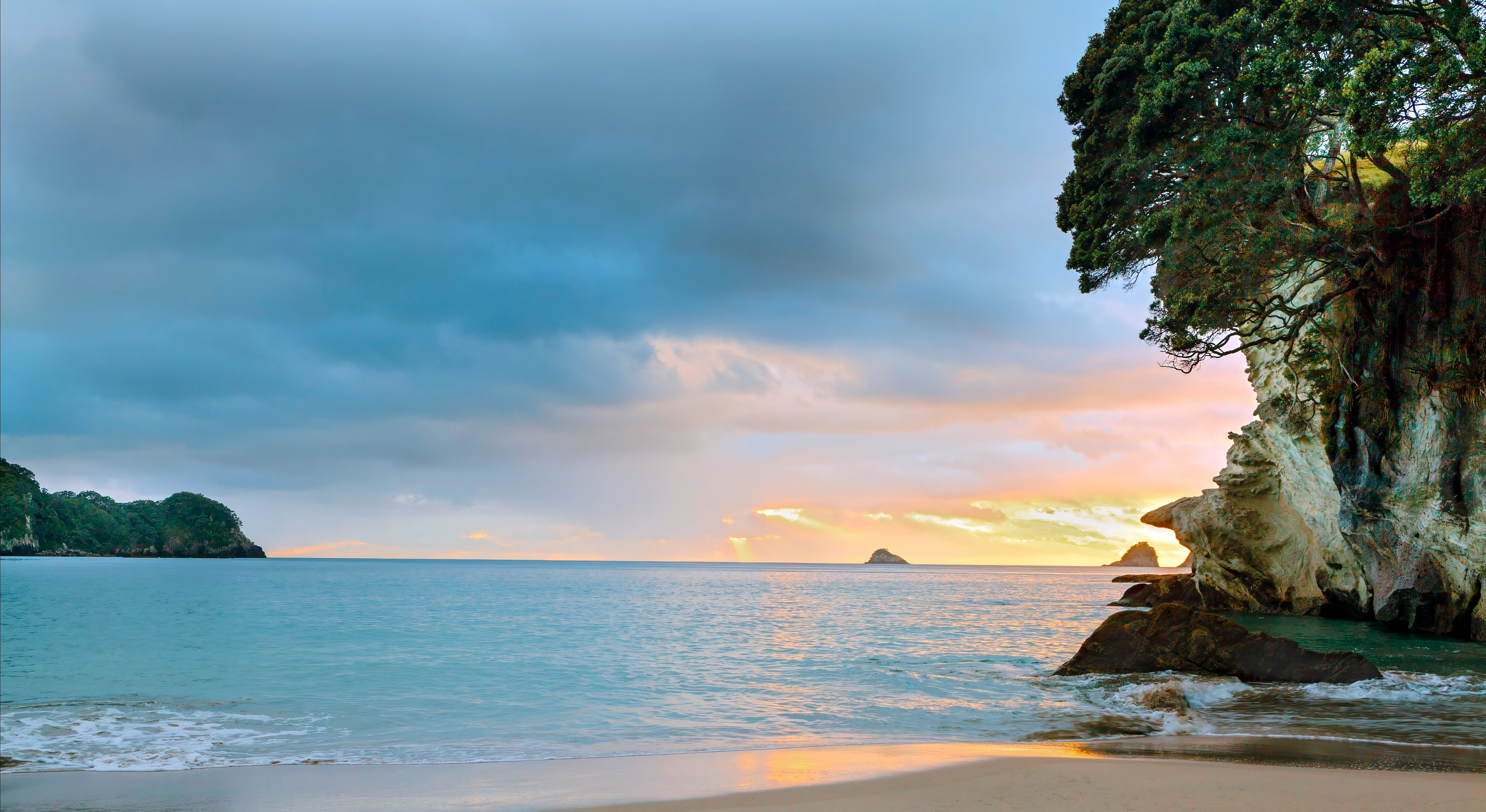 Winter Sunrise at Cathedral cove NZ