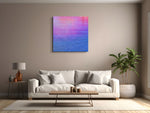 Load image into Gallery viewer, Modern living room with a white sofa, coffee table, and abstract painting on the wall.
